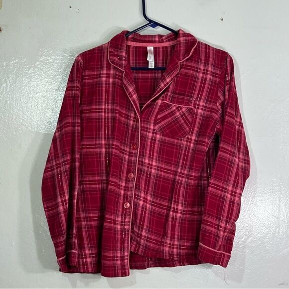 Gilligan o’Malley sleepwear top adult small, Buffalo plaid button up - Picture 1 of 5